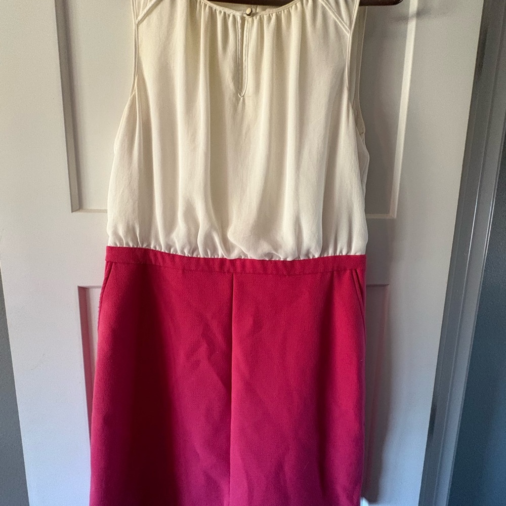 LOFT Stylish Pink and White Sleeveless Dress